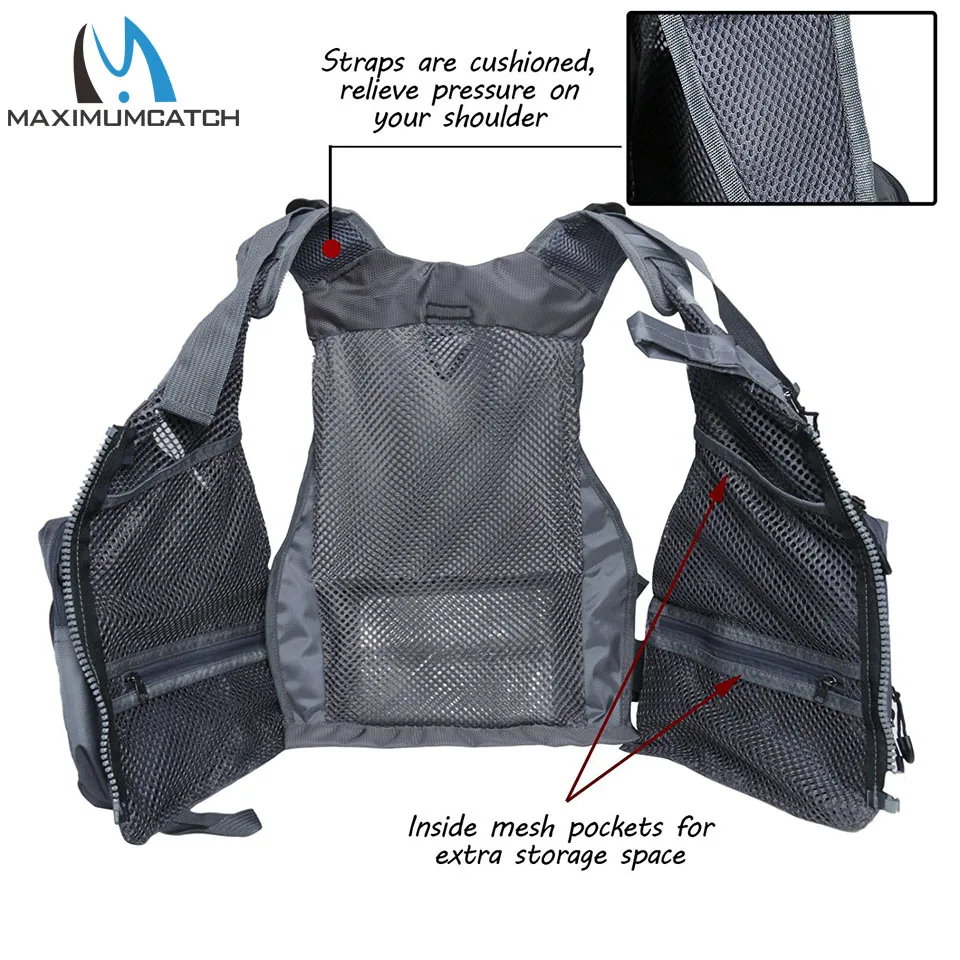 Maximumcatch Fly Fishing Vest регулируемые пакеты с карманами и съемные плавающие подушки