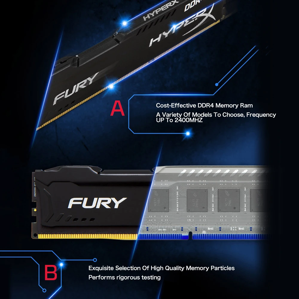 Kingston HyperX FURY 4GB 8GB 16GB DDR4 2400MHz PC RAM Память DIMM 288 pin настольная Ram Внутренняя для