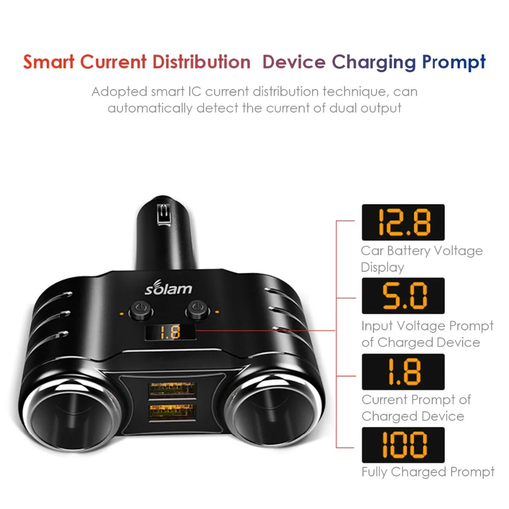 12 V-24 V Автомобильный USB Зарядное устройство розетка для автомобильного прикуривателя сплиттер адаптер зарядного устройства с двойным USB для быстрой зарядки 3.1A 120W