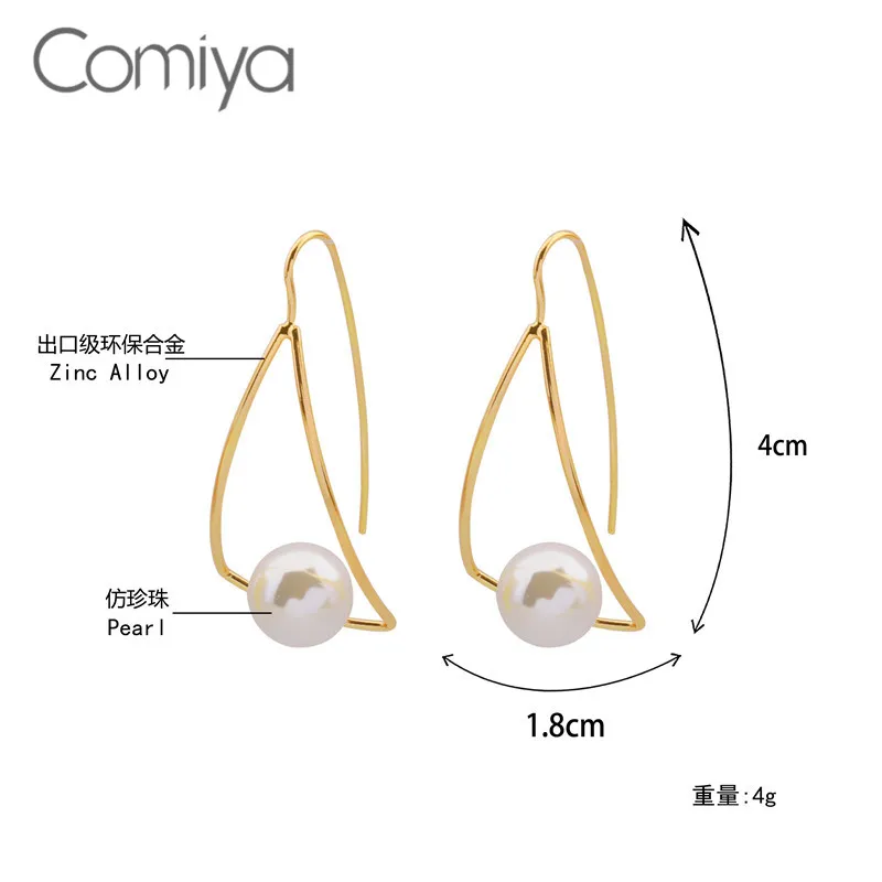 Comiya, золотые серьги-капли для женщин, акриловые жемчужные ювелирные изделия, модные серьги с подвесками, подвески, серьги, крючок, Feminino Bijoux
