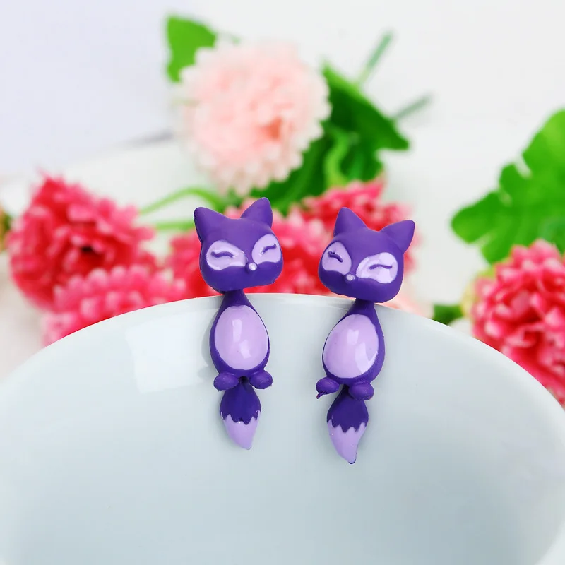 Candy Color Solid Animal fox серьги oorbellen Brincos букле d'oreille Brinco Aretes orecchini | Украшения и