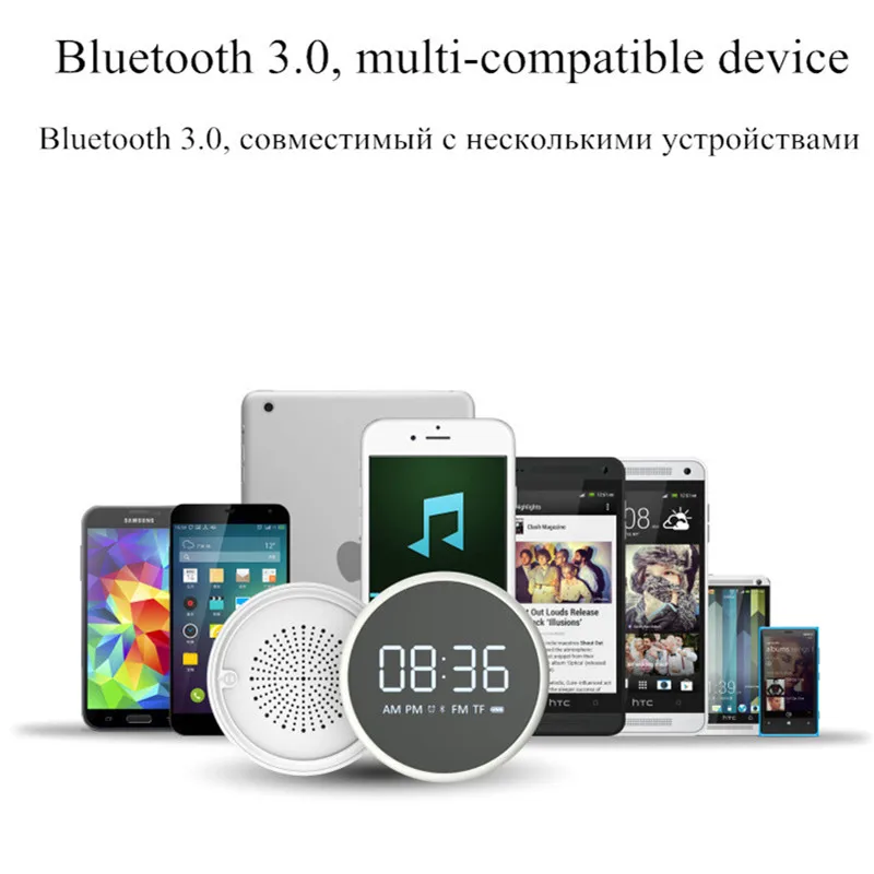 U81 портативный Bluetooth динамик FM радио вращение дорожный будильник с tf картой