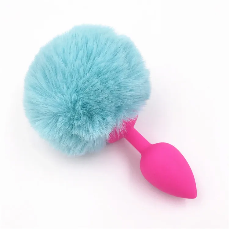 light Blue Rabbit Tail Silicone Anal Plug Novice Sex Game Toys Adult Products for Couples Toy Bunny Butt | Красота и здоровье