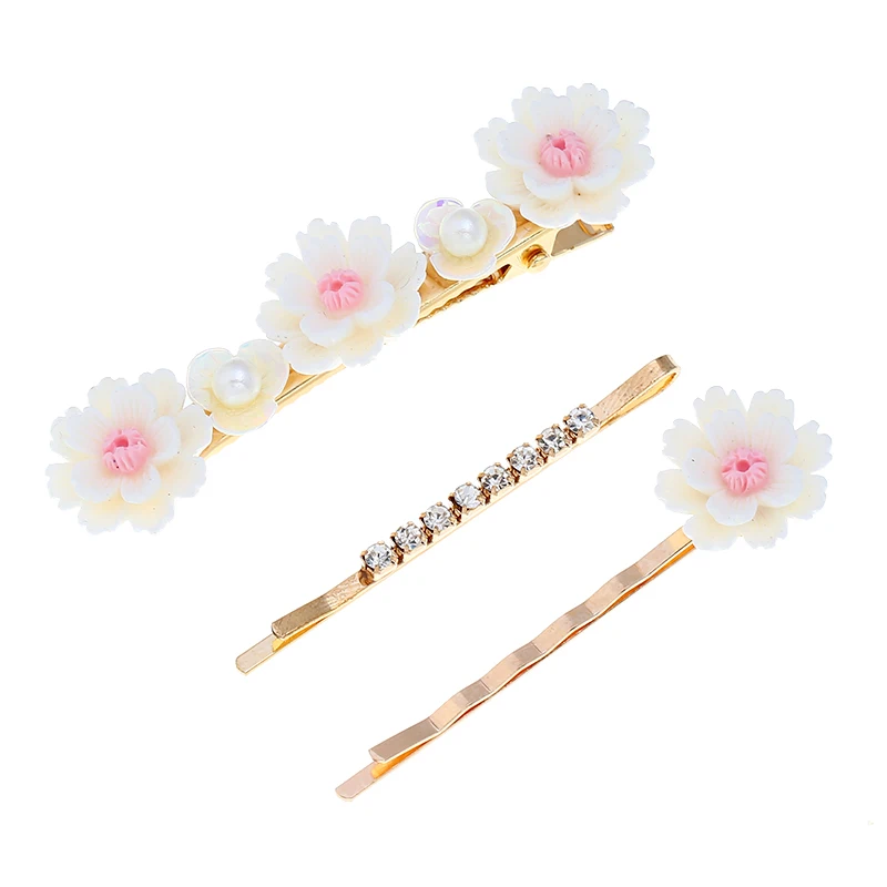 3 шт./компл. Корейская золотая металлическая шпилька цветные акриловые цветочные