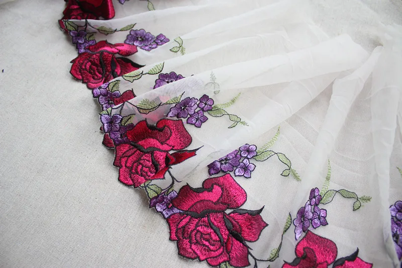 25 5 см 10 дюймов wide 2yards/лот Diy ремесло Вышитый цветочный эластичный тюль кружевной