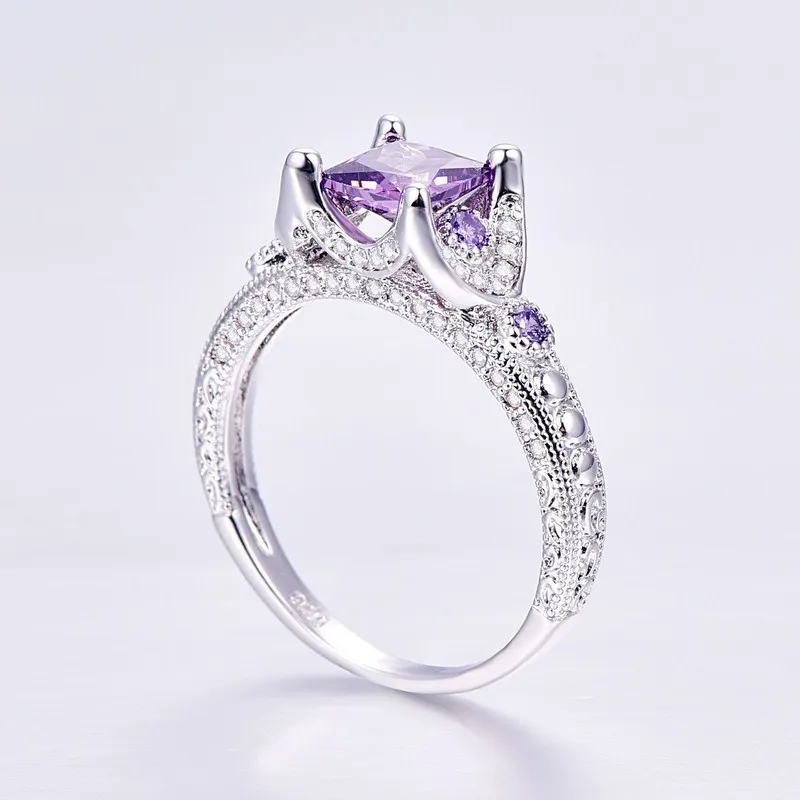 Hainon модное свадебное кольцо для невесты с фиолетовым и белым кубическим