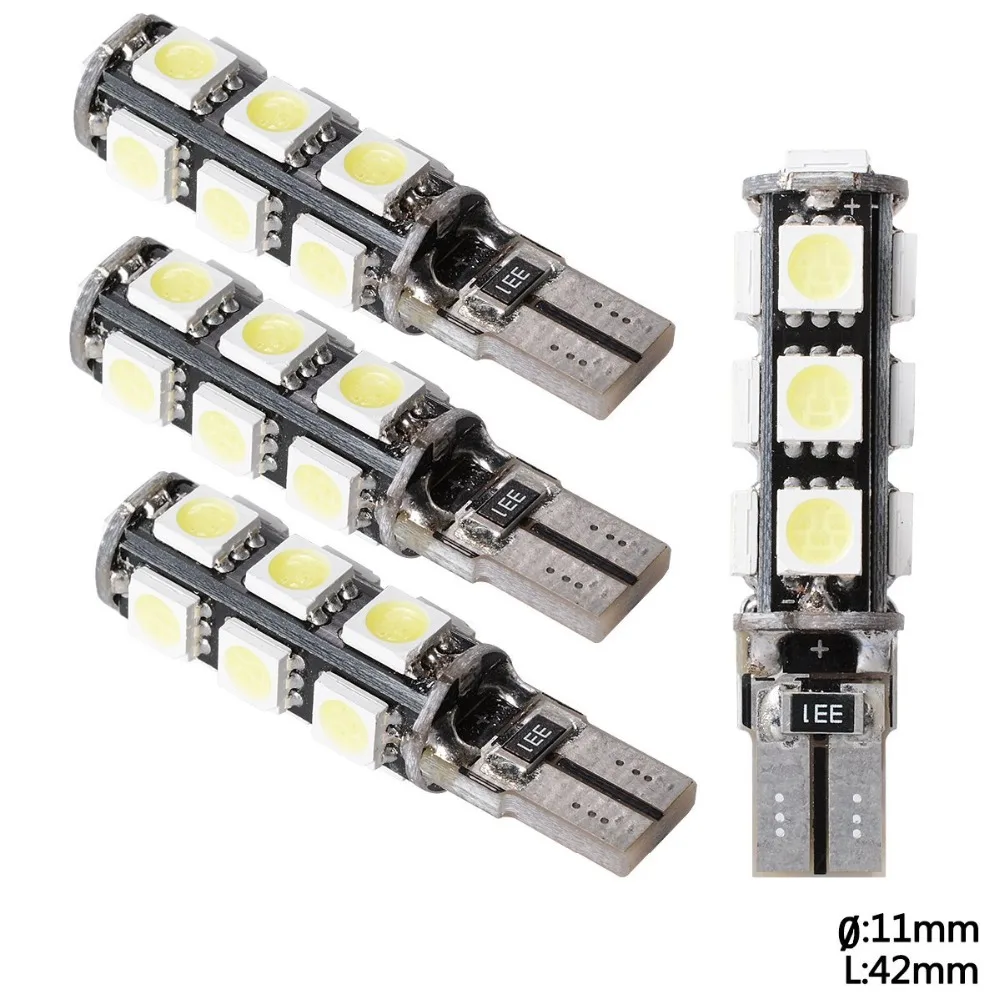 4X T10 13SMD 5050 Voiture светодиодный Lampe Veilleuse Lumiere Ampoule Blanc W5W 158 Canbus Боковая Ширина MA132 |