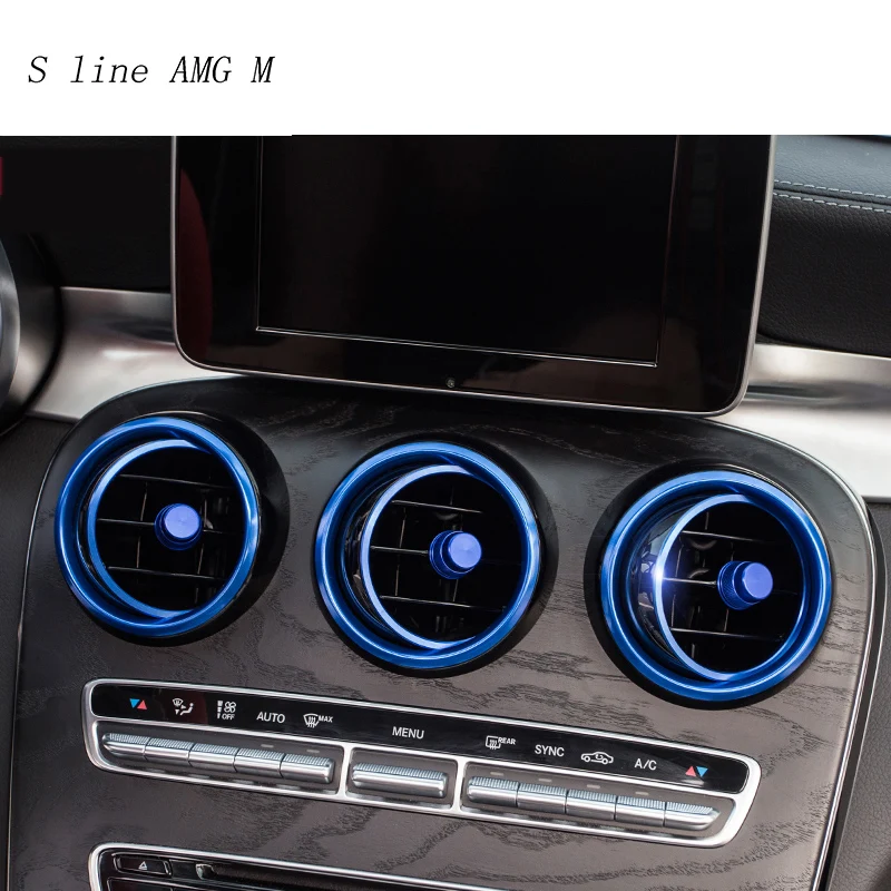 

Car-styling AC Outlet Ring Decoration Air Conditioning Vents Trim Stickers Cover for Mercedes Benz C Class W205 GLC 180 200 260