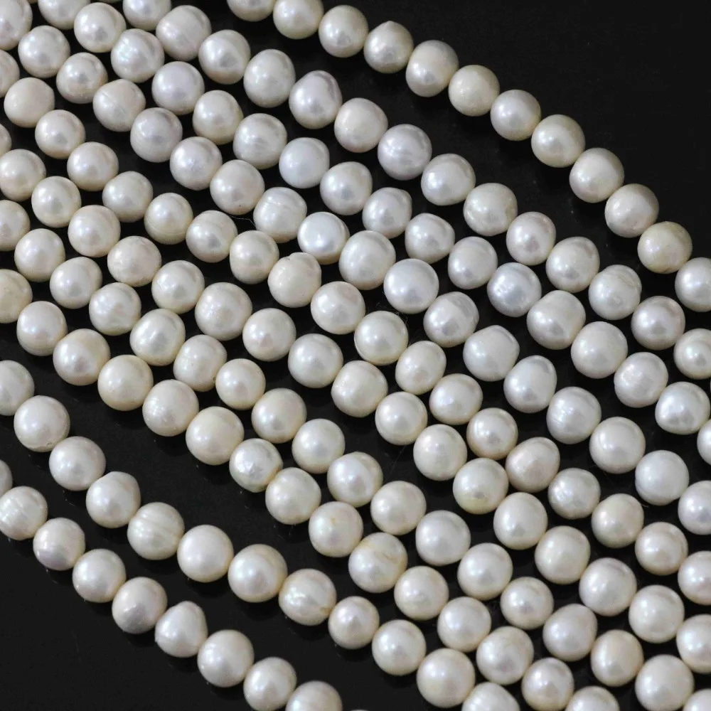 Бусины Из Натурального пресноводного жемчуга круглые бисеры белого цвета Размер