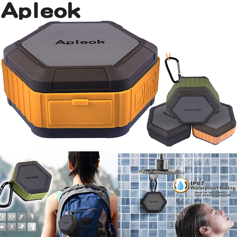 Apleok Мини Bluetooth динамик IP67 Водонепроницаемый Аудио Громкий музыка портативный