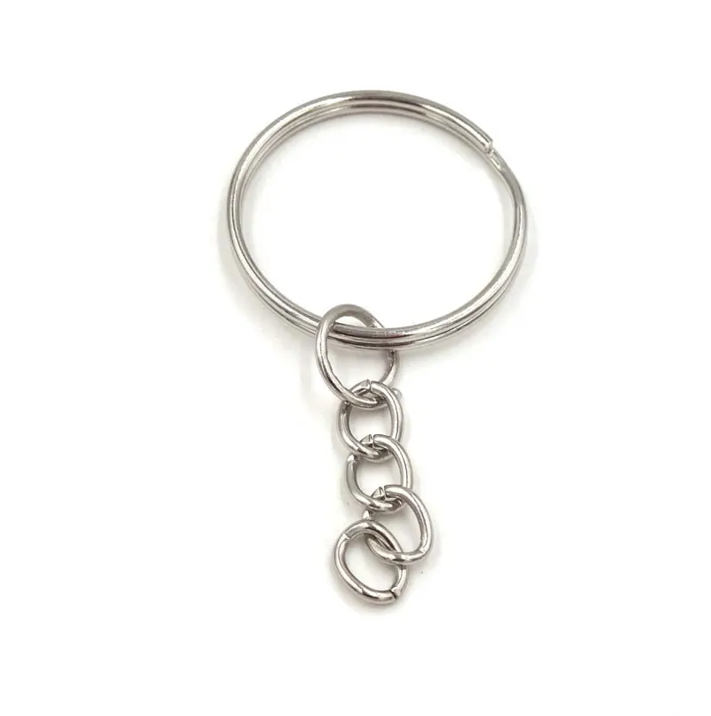 

1.4x25mm Key Ring With 4 Link Chain Split Keyring New Metal keychains Key Chain Accessory Wholesale - 100pcs D0552