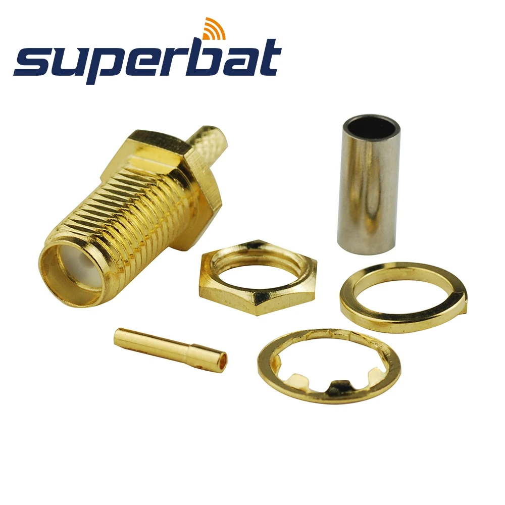 

Superbat SMA Crimp Female Bulkhead RF Coaxial Connector for Cable LMR100 RG316 RG174 Goldplated