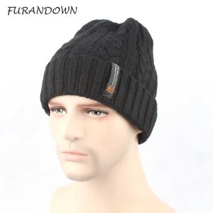 Мужские зимние шапки FURANDOWN, вязаные шапки из шерсти в стиле хип-хоп, 2018