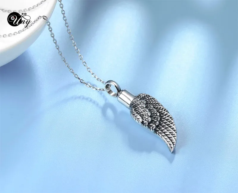 Uny кремации праха Keepsake Мемориал домашних животных урну пепел Keepsake кулон уникальный ангел урны пепел крыло Перо урна кремации пепел