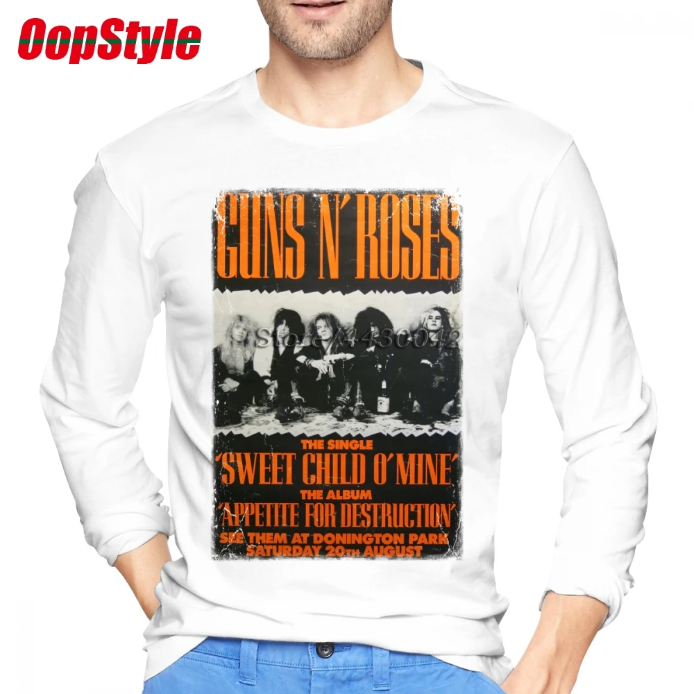 Винтажная Мужская хлопковая футболка с длинными рукавами Guns N Roses Прямая поставка
