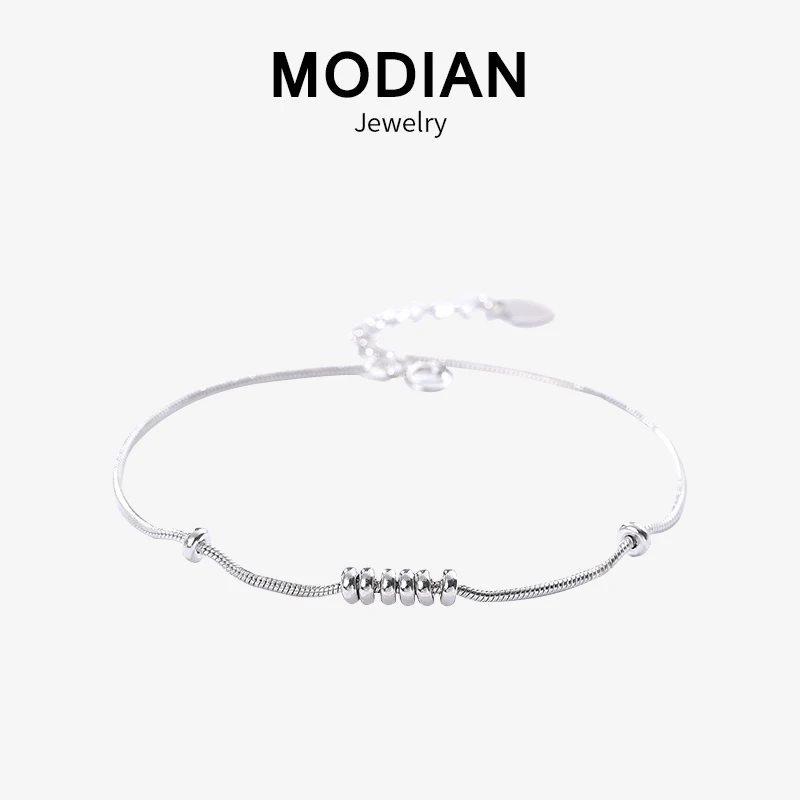 Modian простой дизайн бисера цепи браслеты для женщин модные ювелирные изделия Аутентичные стерлингового серебра 925 браслет ювелирное изделие
