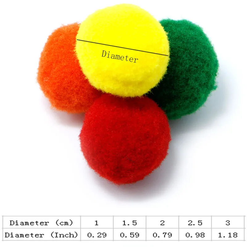 

100 pcs DIY Crafts Colourful Mini Fluffy Pom poms Ball Felt 10mm 20mm 30mm