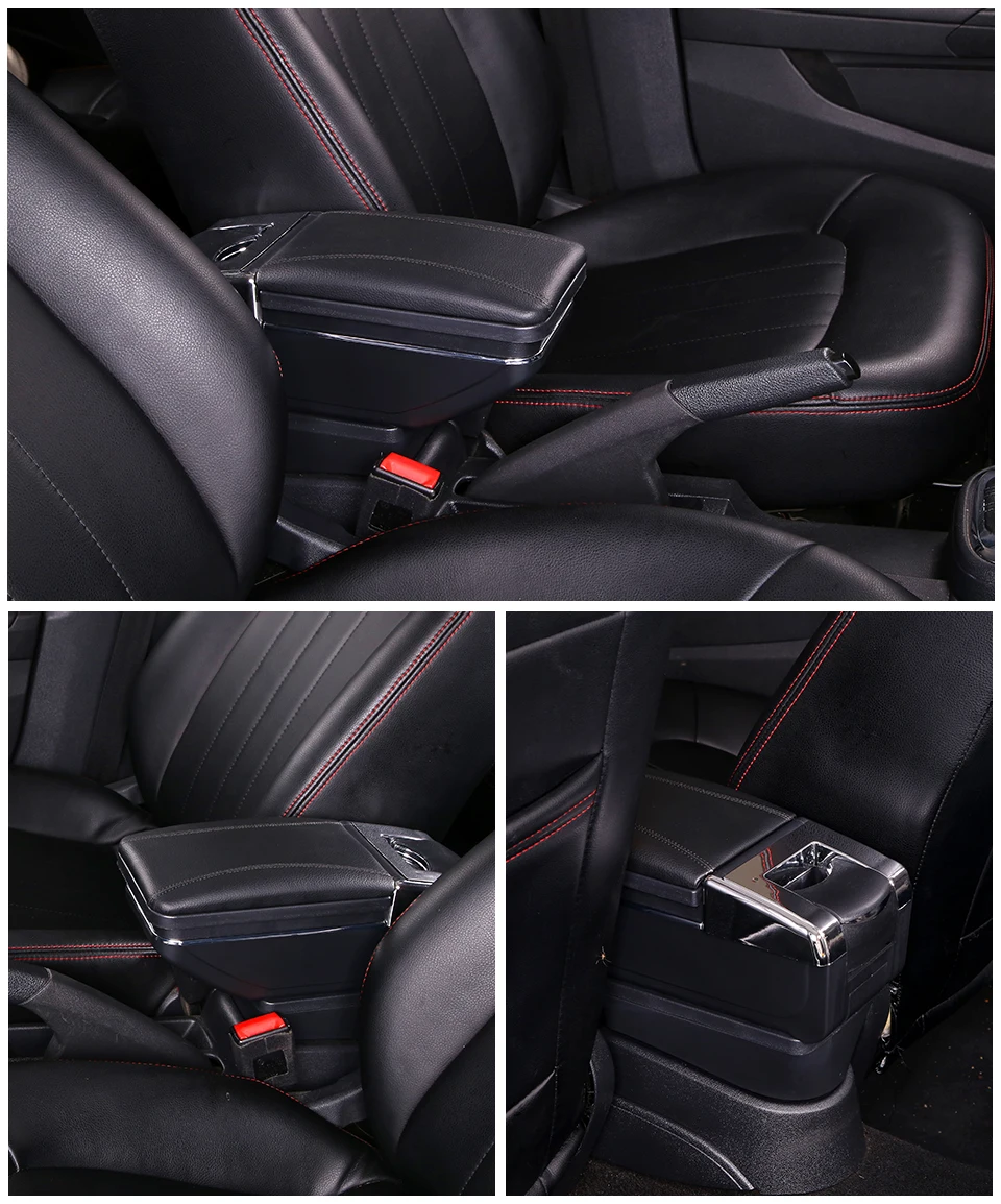 Для hyundai Accent RB Solaris 2012- подлокотник двойной слой вращающийся из искусственной кожи центральный магазин содержимое коробка с USB