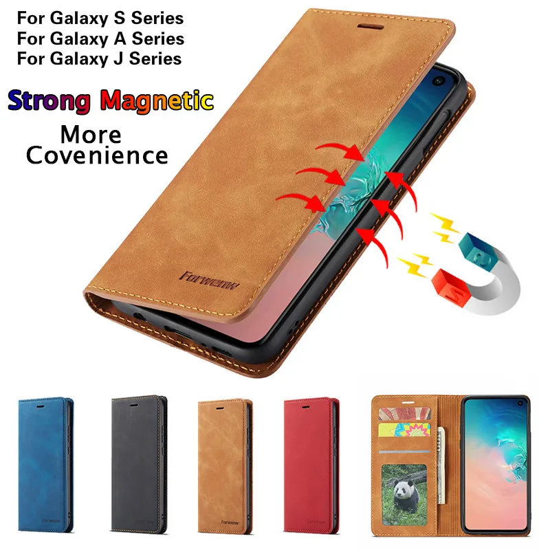 Чехол книжка для Samsung Galaxy Note 9 S10 S9 S8 J4 J6 Plus A6 A7 A8 2018 A30 A50 A70 A80 кожаный|Бамперы| |
