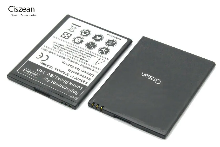 Запасной аккумулятор Ciszean 10x3340 мАч для Microsoft Nokia Lumia 950 XL 940 RM 1118 1116 BVT4D|battery for|battery for