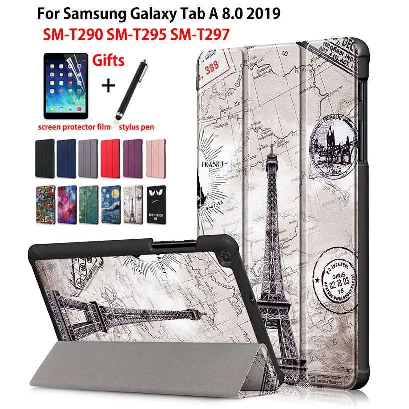 

Чехол для Samsung Galaxy Tab A 8,0 2019 SM-T290 SM-T295 T295 T297 чехол Funda тонкий магнитный складной PU кожаный чехол-подставка + подарок