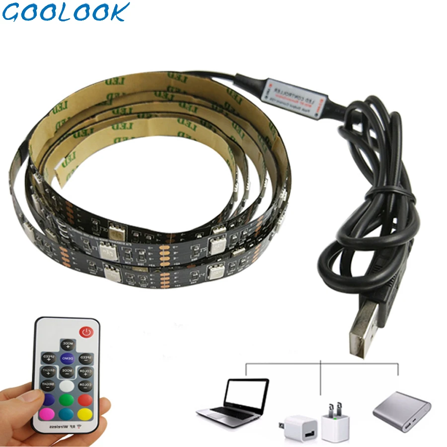 Goolook DC 5 в USB Светодиодная лента светильник 5050 RGB водонепроницаемые светодиоды для