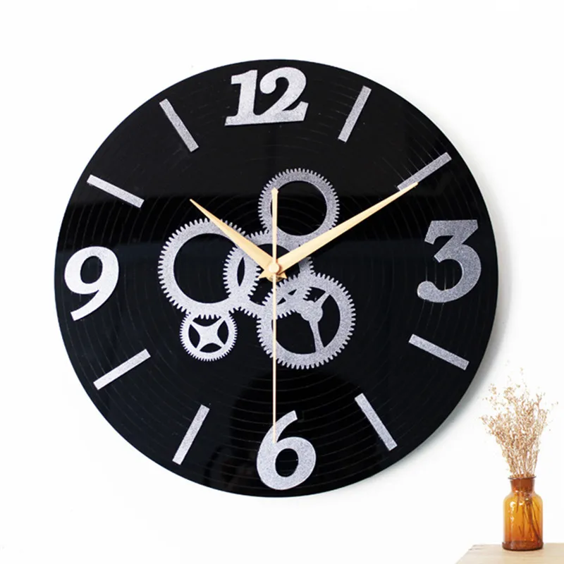 Часы настенные акриловые в ретро стиле бесшумные 3D часы с записью CD домашний