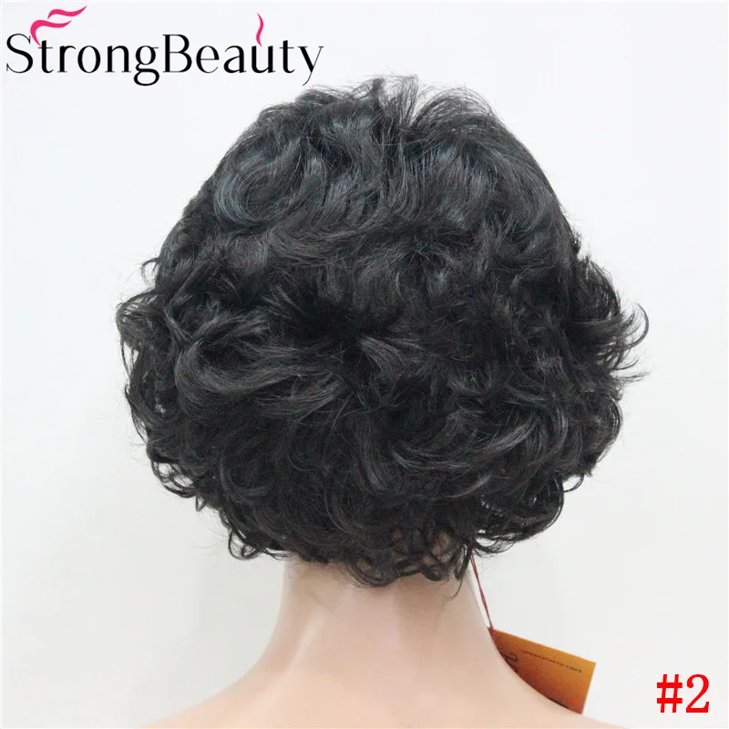 2 StrongBeauty короткие кудрявые синтетические парики термостойкие монолитные волосы женский парик - Цвет: 2