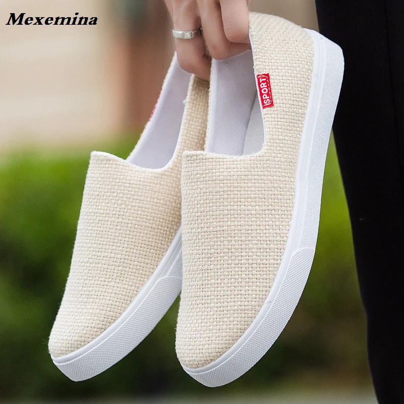Mexemina 2018 Summer Flax breathable Comfortable Casual Shoes Mens Canvas For Men Lace-Up Fashion Flat Loafers Shoe | Обувь