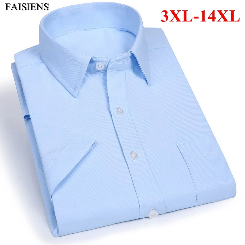 Мужские приталенные рубашки FAISIENS с коротким рукавом 8XL 10XL 12XL 14XL синий фиолетовый