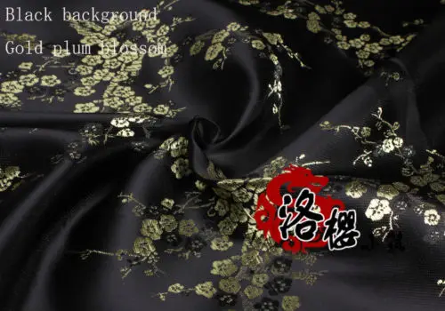 Gold Plum and Black Китайский костюм Хана Соло из Звездных Войн Платье Халаты Ципао одежда кимоно атлас цветок сливы дамасской ткани - Цвет: Gold Plum and Black