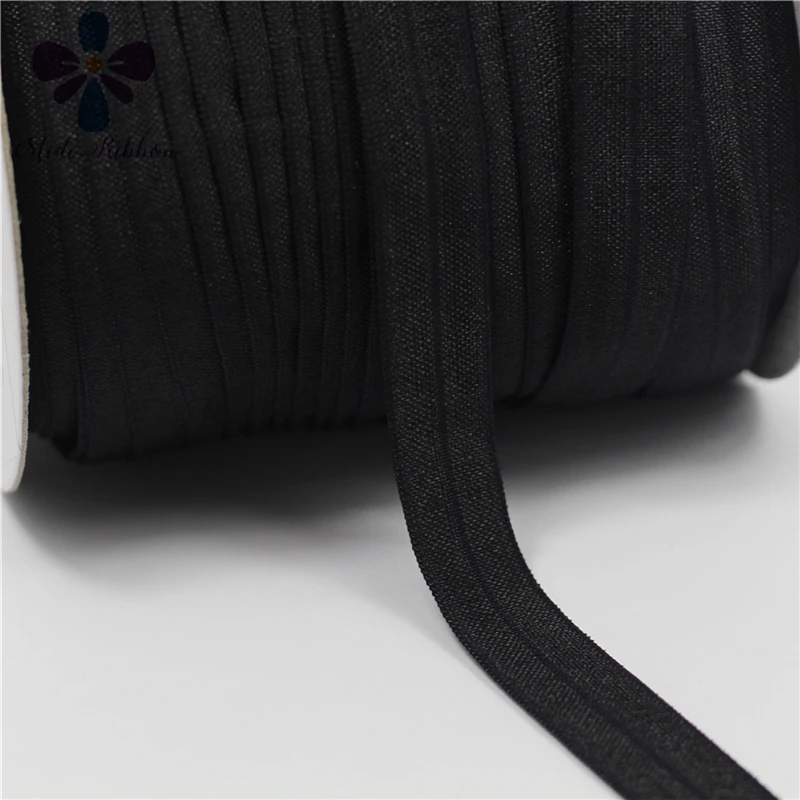 

Black 5/8" 15mm fold over elastic, 50 yards per roll, good elasticity foe for hair ties headbands headwear handmade webbing