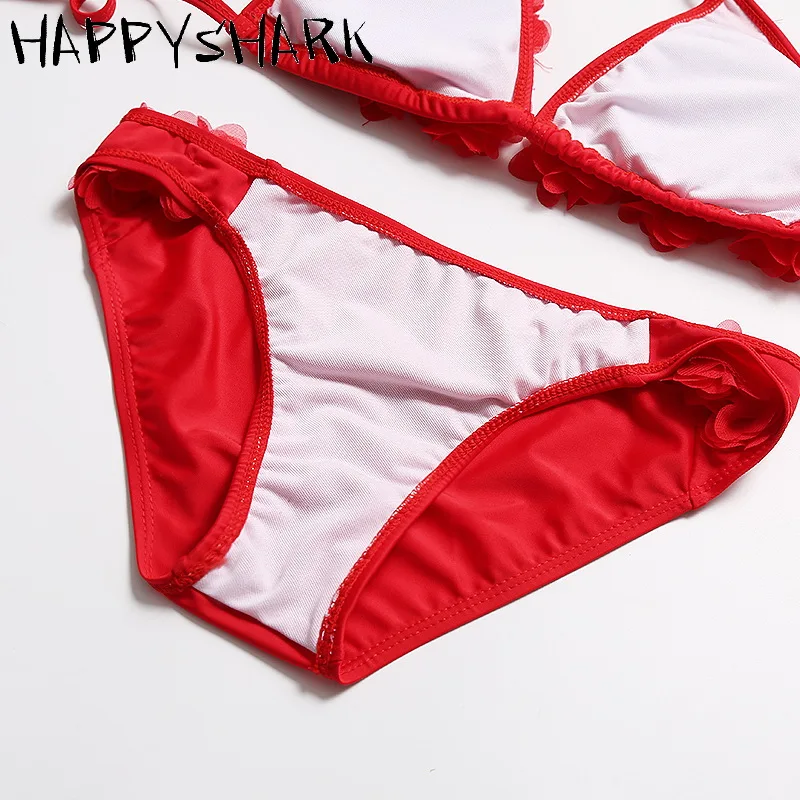 HAPPYSHARK новинка 2019 года комплект бикини с цветочным украшением однотонные женские