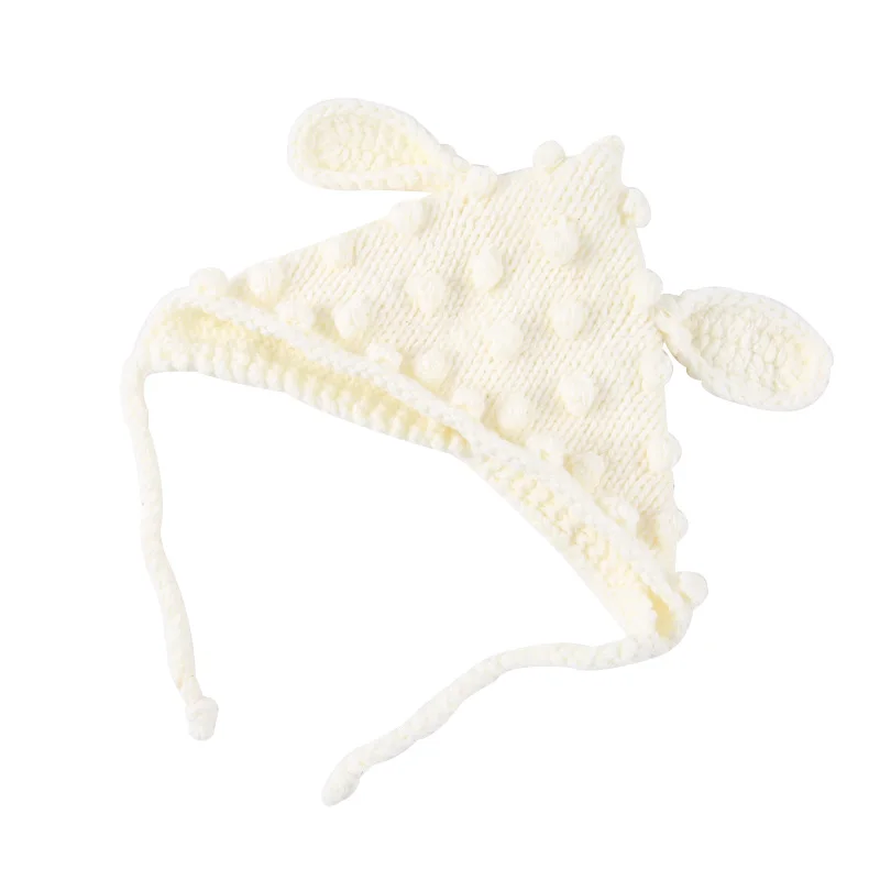 White baby hat Шапочка для малыша с героями мультфильма для девочек с ушками, вязаная детская шапочка Enfant, разноцветная зимняя детская шапка в горошек, шапка для маленьких мальчиков на Рождество, 1 шт - Цвет: White baby hat