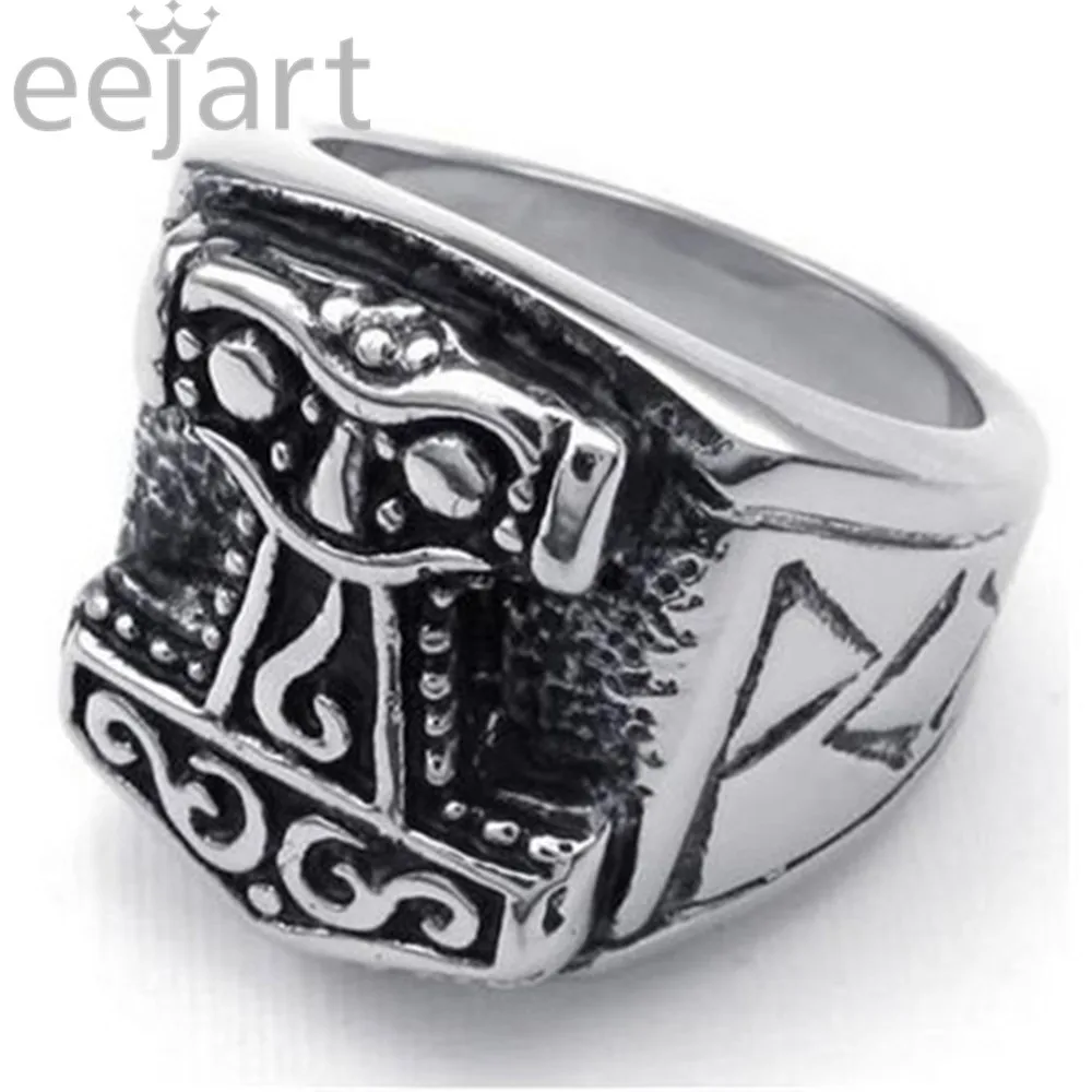 Крутое мужское ювелирное изделие Кольцо молот Тора викинга | Украшения и
