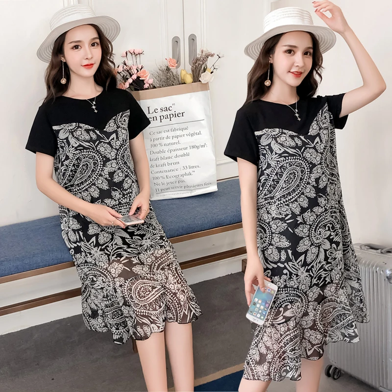 HUTI WJWYL 2018 Elegant Women Midi Sundress Black Party Korean Chic Dresses Beach Casual Vestidos Summer Cotton Dress Plus Size | Женская