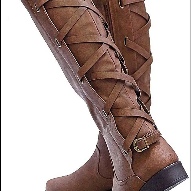 Модные женские байкерские сапоги COSIDRAM до колена из искусственной кожи осень-зима