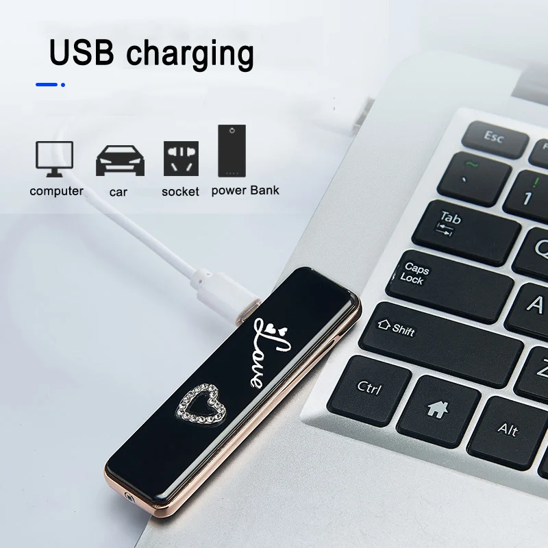 Мини USB заряжаемая дуговая Зажигалка Ветрозащитная Бездымная беспламенная
