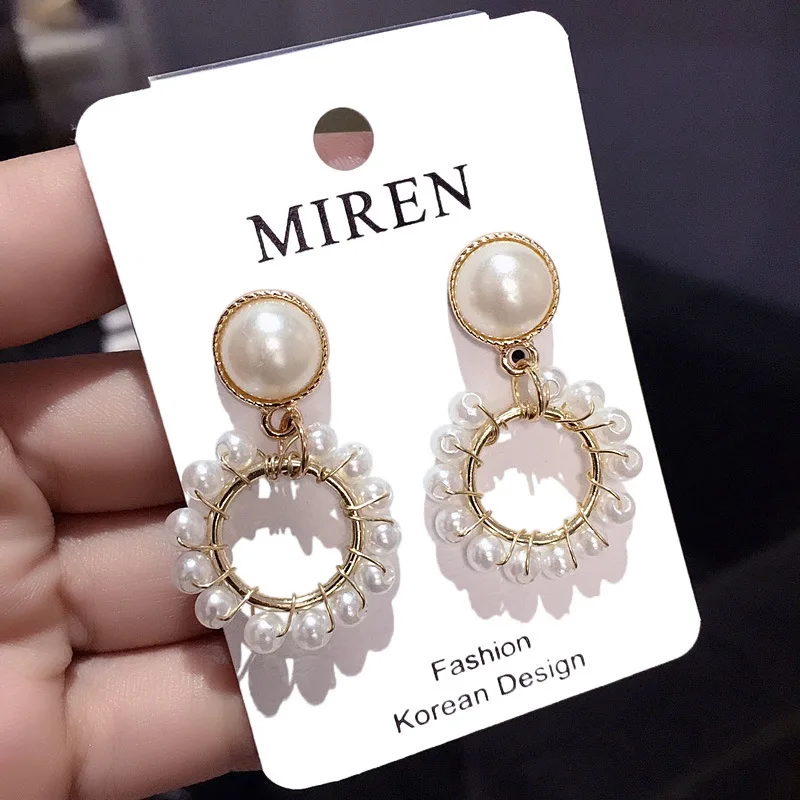 S925 серебряные серьги иглы жемчужное кольцо с подвесками не вызывает аллергии