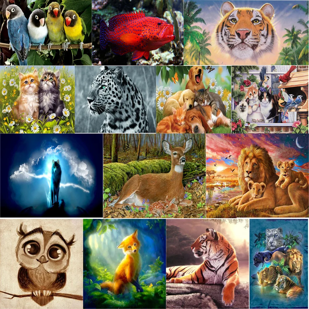 5D животное алмаз горный хрусталь приклеиваемая вышивка картина крестиком