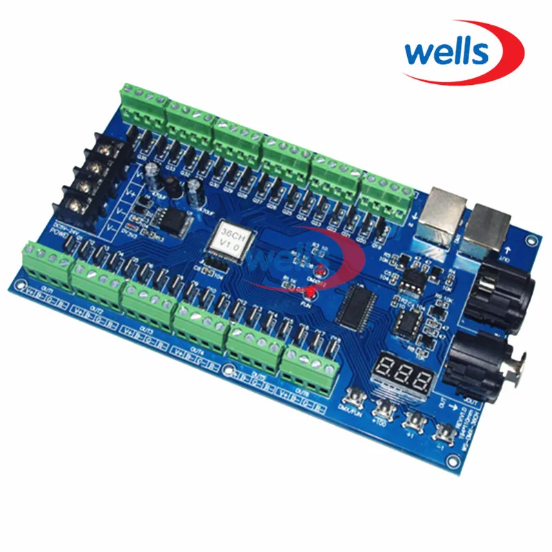 Цифровой трубный дисплей контроллер декодера 36CH DMX512 DC5 ~ 36V MAX 3A XRL 3pin RGB