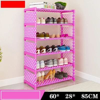 6 layers pink Бытовая стойка для обуви, простая многослойная полка для обуви, хранение с максимальным использованием полезной площади, шкафчик для обуви - Цвет: 6 layers pink