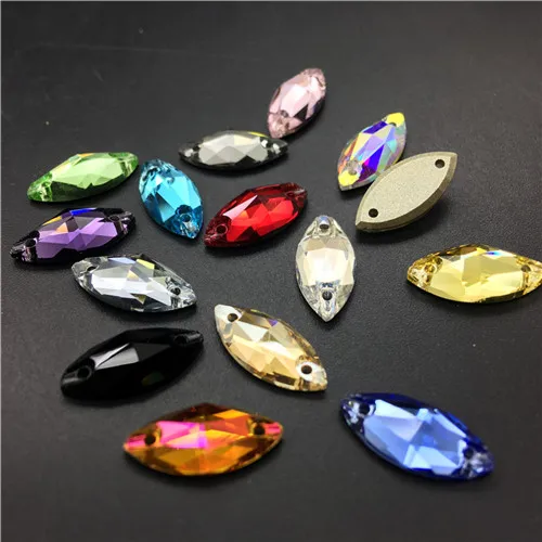 mix normal colors TopStone K9 кристалл 7x15 мм конский глаз Стеклярус для шитья бусины Flatback в огранке маркиза, пришивной камень для ювелирных изделий платье кристаллы - Цвет: mix normal colors