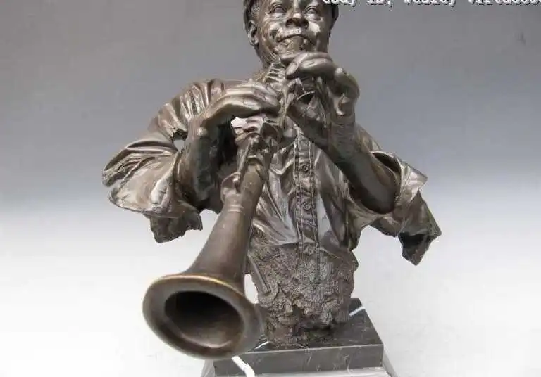 Африка Искусство Чистая Бронзовый Резные саксофон Статуя Человека | Дом и сад