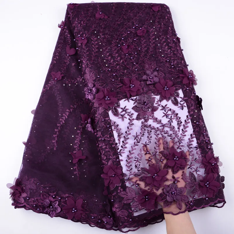 

2019 New Style French Net Lace Fabric 3D Flower African Tulle Mesh Lace Fabric High Quality African Applique Lace Fabric 1400B