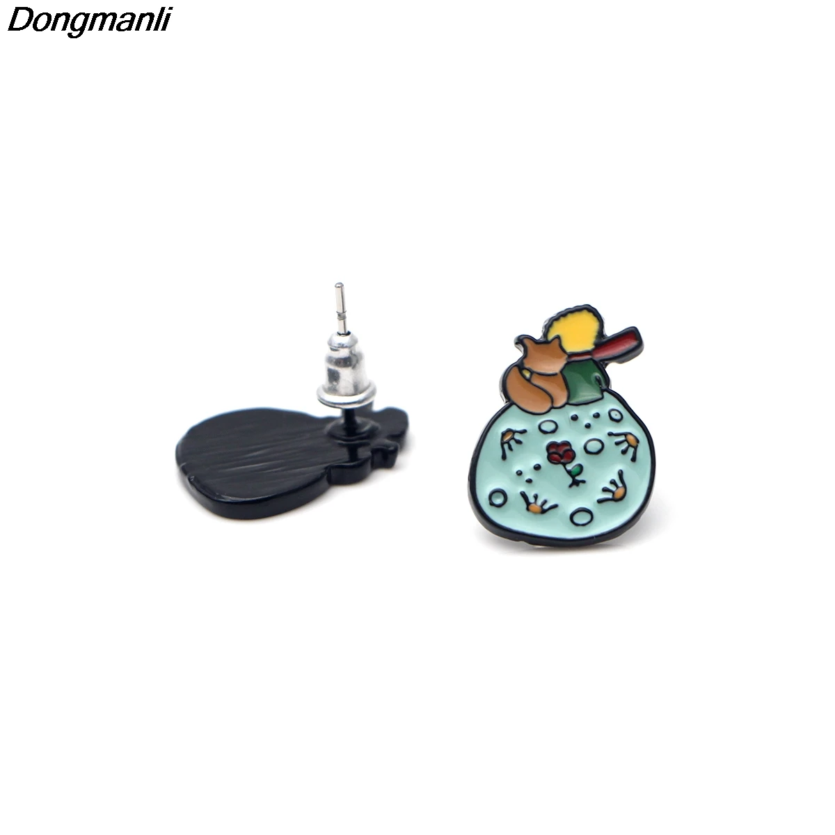 P2605 Dongmanli Симпатичные Le Petit Prince серьги гвоздики для женщин дети Эмаль ювелирные