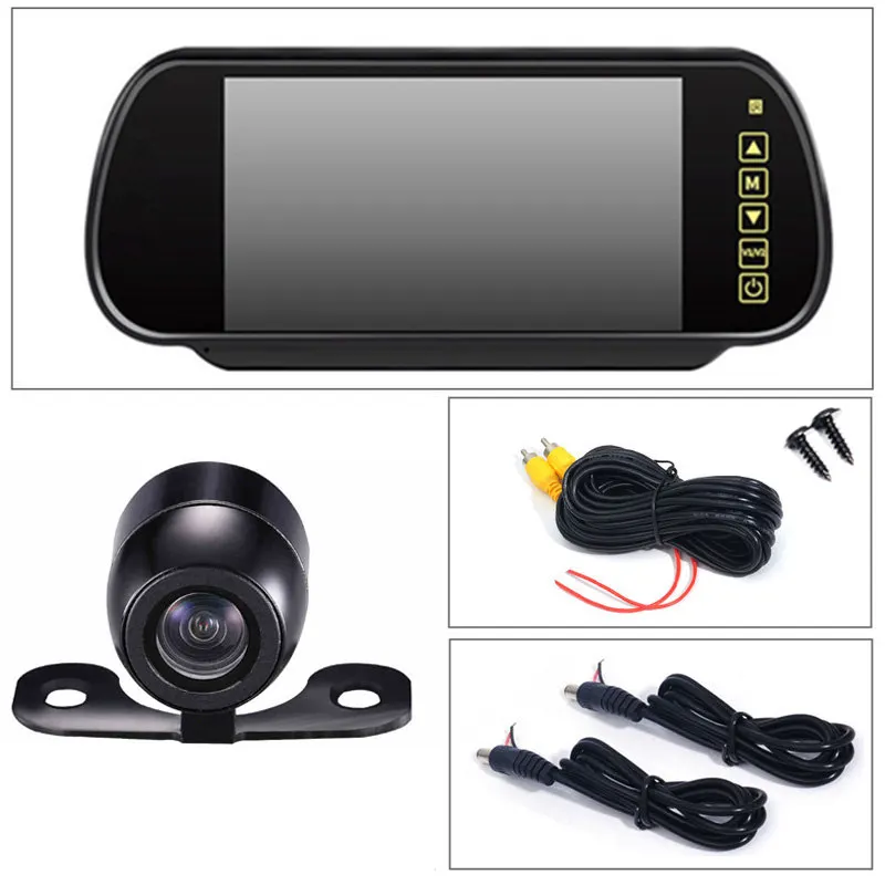 7inch butterfly GSPSCN Upgrade Reversing Backup Rear View Camera LED Night Vision with Full Touch Screen 7 inch LCD Rearview Mirror Monitor - Название цвета: 7inch butterfly