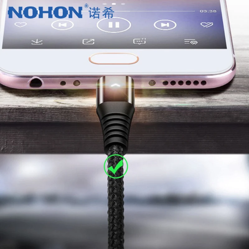 NOHON Micro USB Led Data Cable For Samsung Galaxy S7 S6 Huawei Xiaomi Redmi Note 4 4X Mobile Phone 2.4A Fast Charger Cables 1.2M | Мобильные