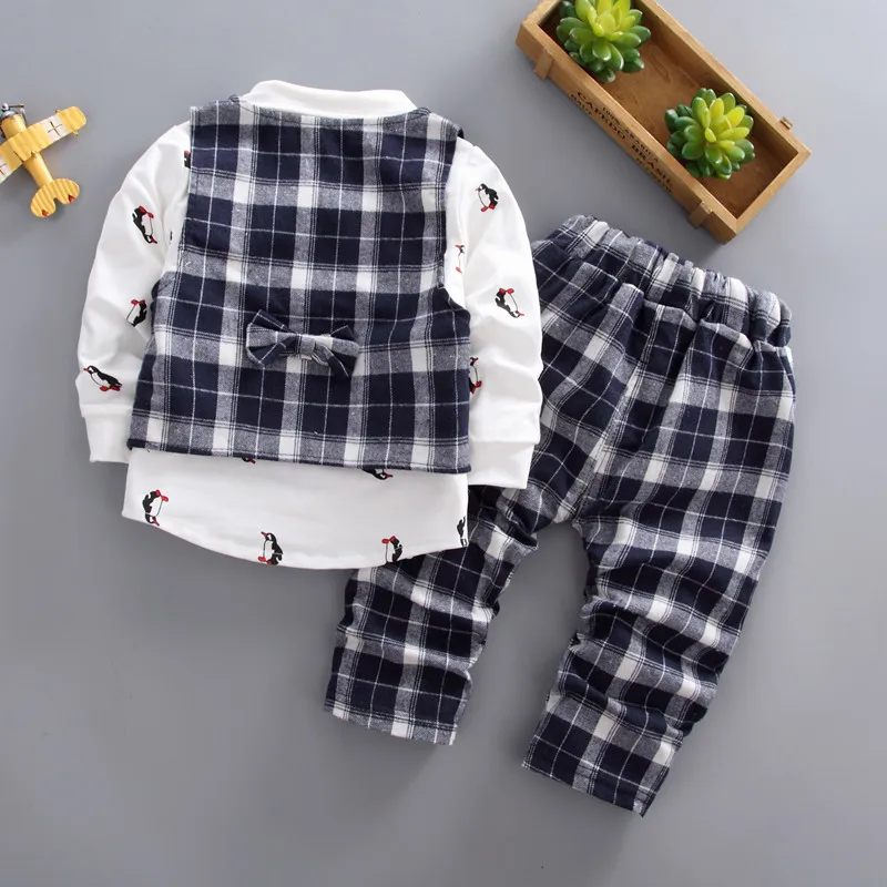 Baby boys Clothes Sets Spring Autumn Long Sleeve Cotton Vest +shirt + pants 3pcs Sport Suit for Kids 3 4 5 Years children outfit |