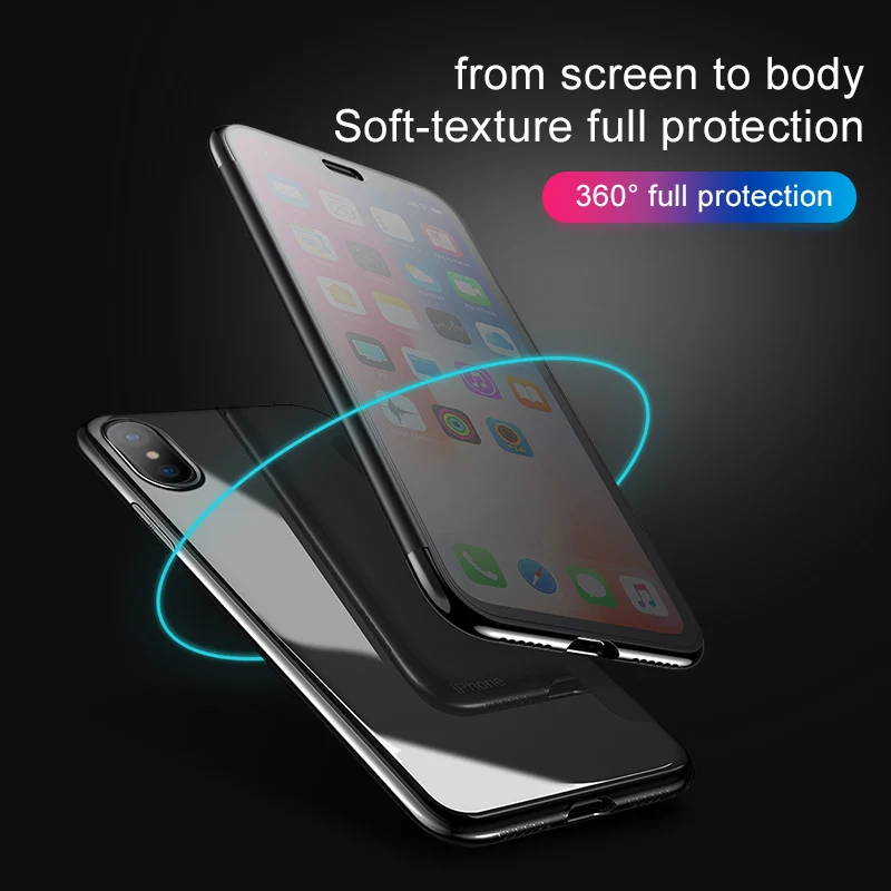 Baseus Filp чехол для iPhone XS Max XR роскошное закаленное стекло полный защитный мобильный